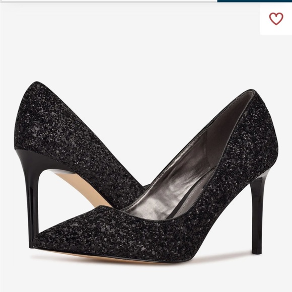 NINE WEST x Zappos Flax Black Sparkle Pointed Toe heel stiletto dress women’s 7 - Picture 2 of 9